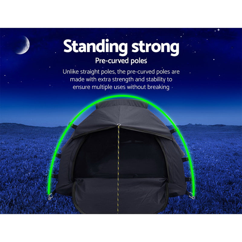 Dealsmate Weisshorn Camping Swag Single Biker Tent Free Standing Canvas Ripstop Grey