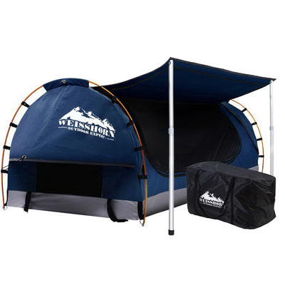 Dealsmate Weisshorn Double Swag Camping Swags Canvas Free Standing Dome Tent Dark Blue 4CM