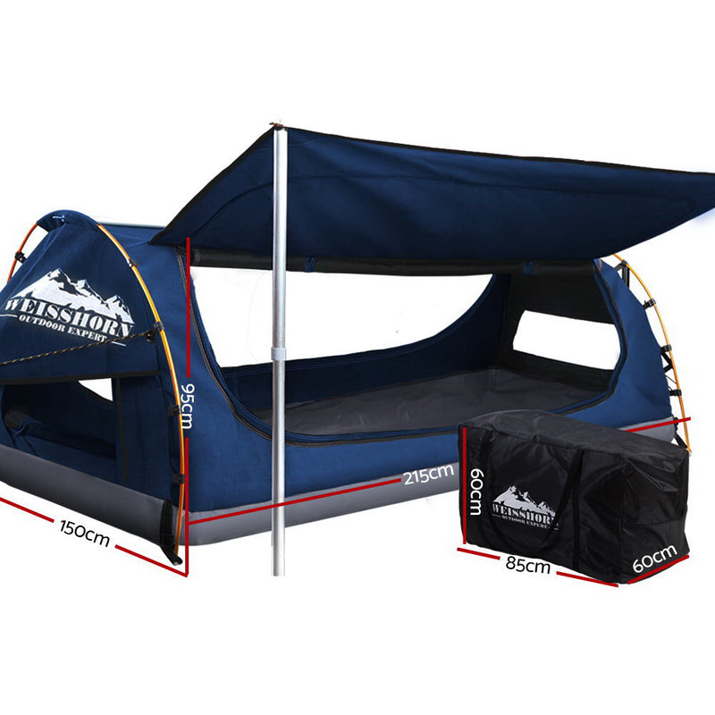 Dealsmate Weisshorn Double Swag Camping Swags Canvas Free Standing Dome Tent Dark Blue
