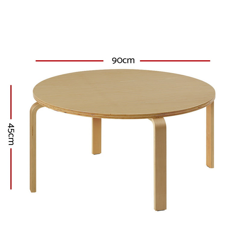 Dealsmate  Coffee Table Round Side End Tables Bedside Furniture Wooden 90CM