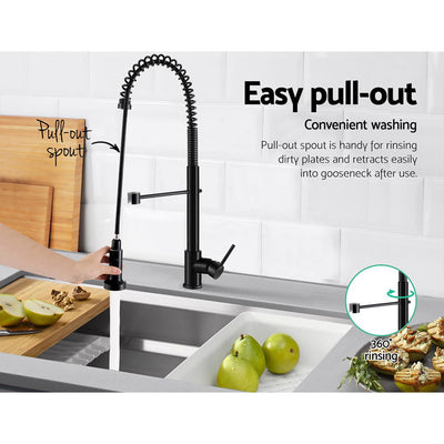 Dealsmate Cefito Kitchen Mixer Tap Pull Down 2 Modes Sink Faucet Basin Laundry Black