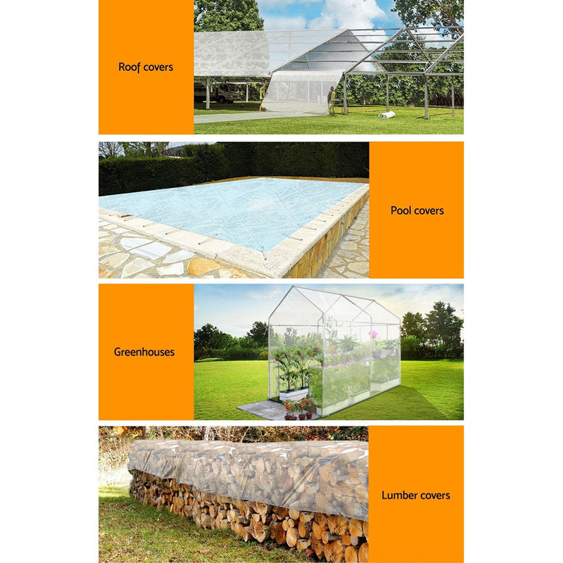 Dealsmate Instahut 2x3m Tarp Camping Tarps Poly Tarpaulin Heavy Duty Cover 135gsm Clear