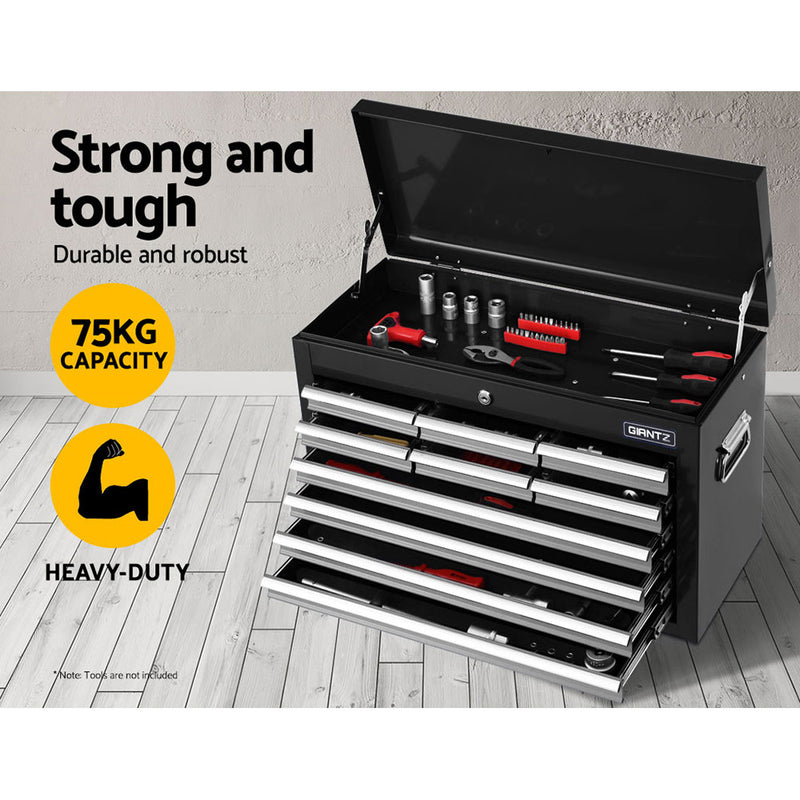 Dealsmate  10-Drawer Tool Box Chest Cabinet Garage Storage Toolbox Black Silver