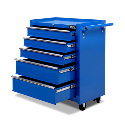 Dealsmate  5 Drawer Mechanic Tool Box Cabinet Storage Trolley - Blue