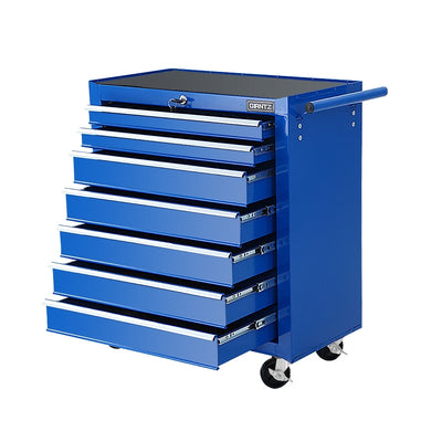 Dealsmate  Tool Chest and Trolley Box Cabinet 7 Drawers Cart Garage Storage Blue