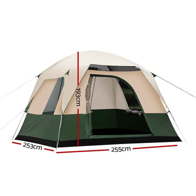 Dealsmate Weisshorn Family Camping Tent 4 Person Hiking Beach Tents Green
