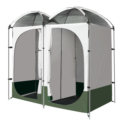 Dealsmate Weisshorn Double Camping Shower Toilet Tent Outdoor Portable Change Room Green