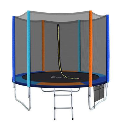 Dealsmate  8FT Trampoline for Kids w/ Ladder Enclosure Safety Net Pad Gift Round
