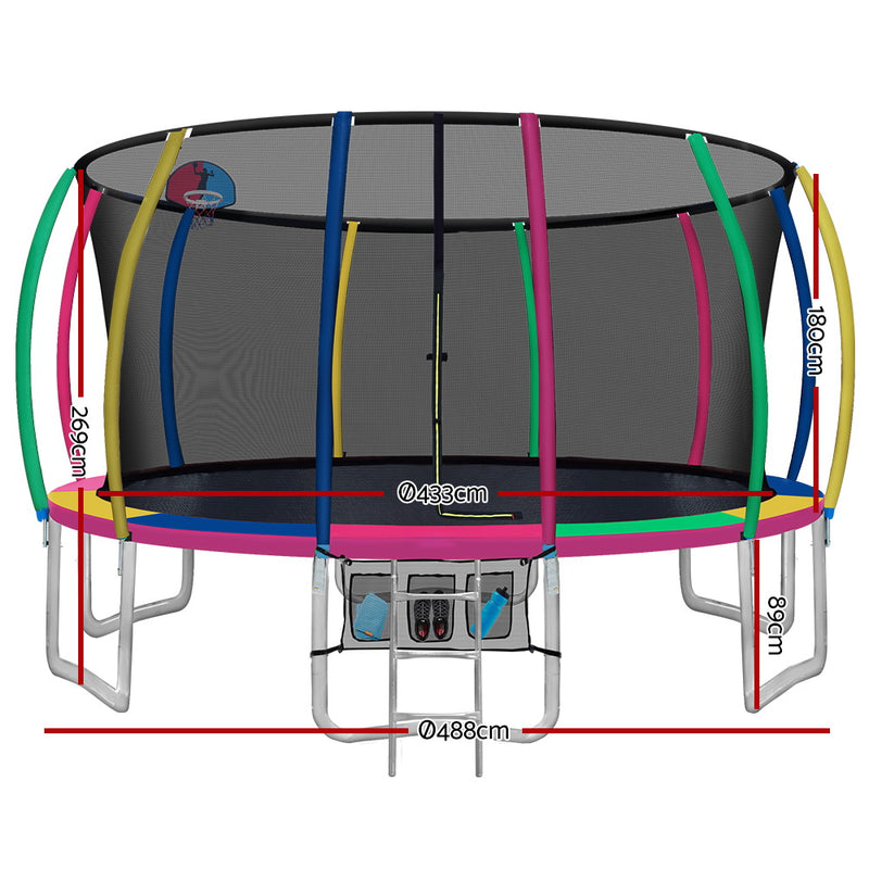 Dealsmate  16FT Trampoline for Kids w/ Ladder Enclosure Safety Net Rebounder Colors