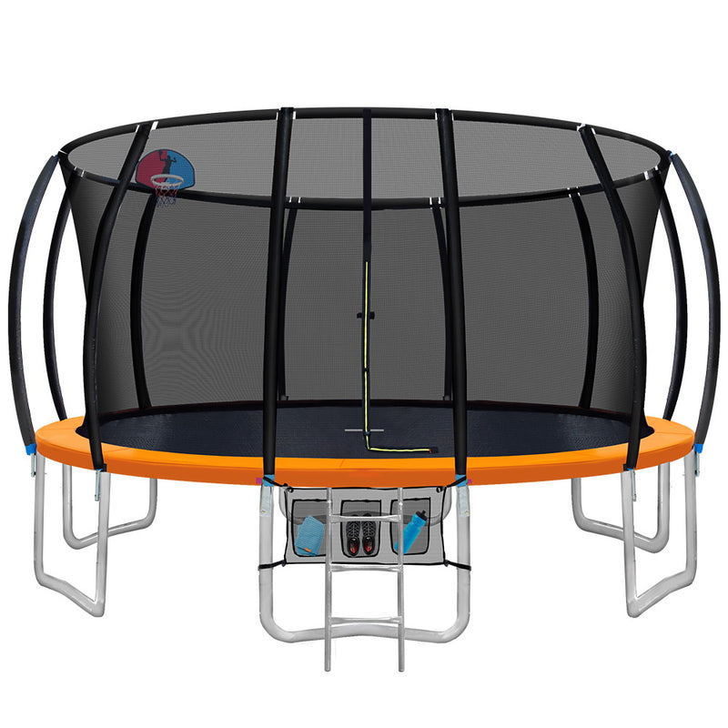 Dealsmate  16FT Trampoline for Kids w/ Ladder Enclosure Safety Net Rebounder Orange