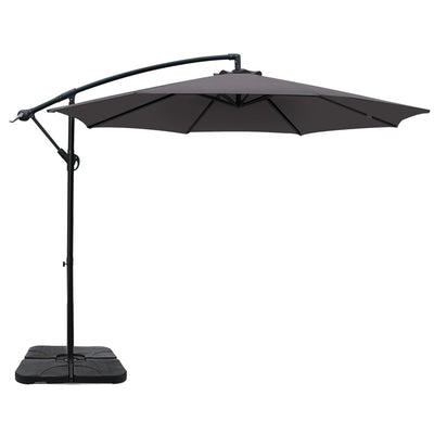 Dealsmate Instahut 3M Umbrella with 50x50cm Base Outdoor Umbrellas Cantilever Sun Stand UV Garden Charcoal