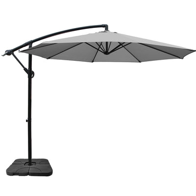 Dealsmate Instahut 3M Umbrella with 50x50cm Base Outdoor Umbrellas Cantilever Sun Stand UV Garden Grey