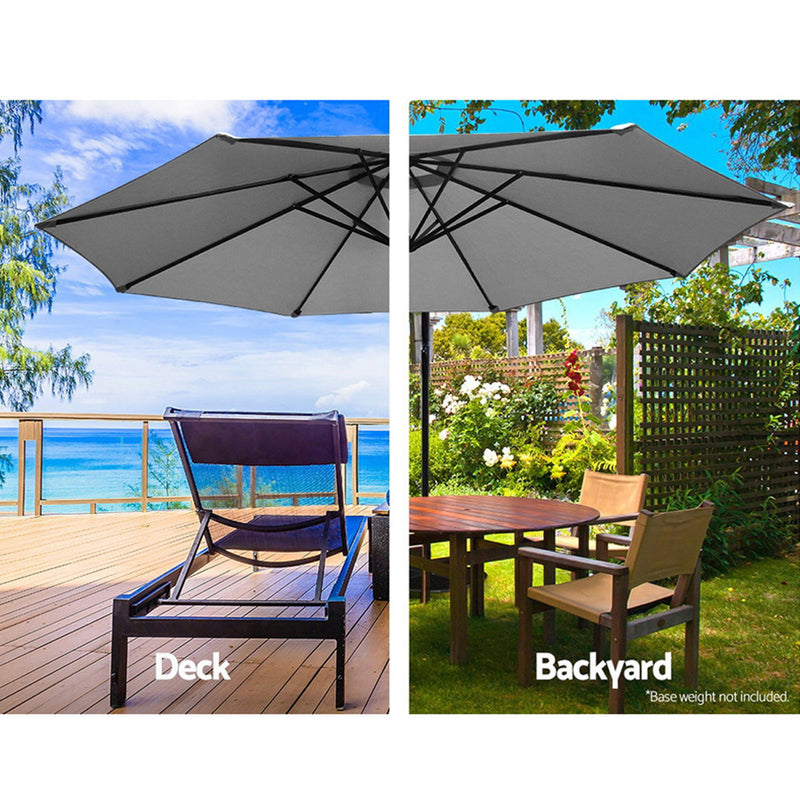 Dealsmate Instahut 3M Umbrella with 50x50cm Base Outdoor Umbrellas Cantilever Sun Stand UV Garden Grey