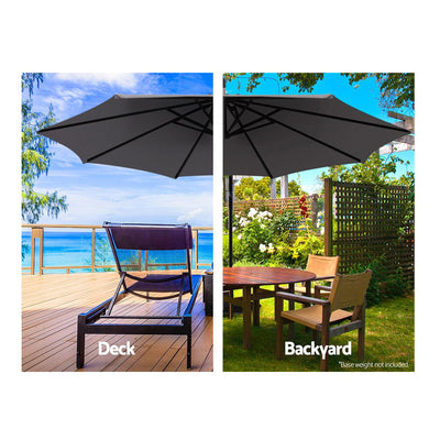 Dealsmate Instahut Outdoor Umbrella 3M Cantilever Beach Garden Patio Charcoal
