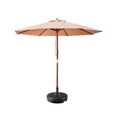 Dealsmate Instahut 2.7M Umbrella with Base Outdoor Pole Umbrellas Garden Stand Deck Beige