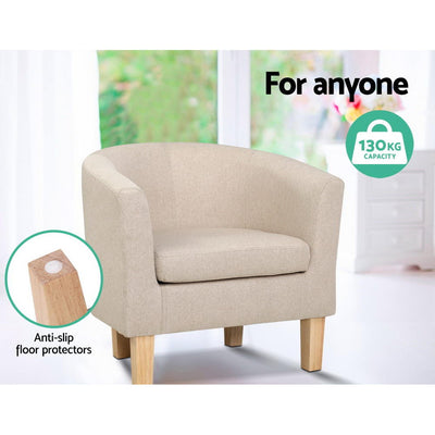 Dealsmate  Armchair Lounge Chair Tub Accent Armchairs Fabric Sofa Chairs Beige