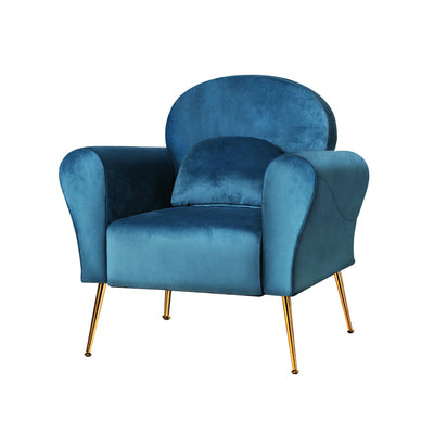 Dealsmate  Armchair Lounge Chair Accent Chairs Armchairs Sofa Navy Velvet Cushion