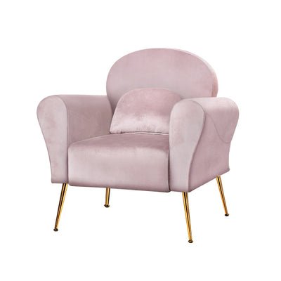 Dealsmate  Armchair Lounge Chair Accent Armchairs Chairs Sofa Pink Velvet Cushion