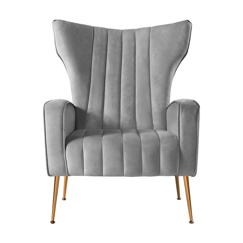 Dealsmate  Armchair Lounge Accent Chairs Armchairs Chair Velvet Sofa Grey Seat