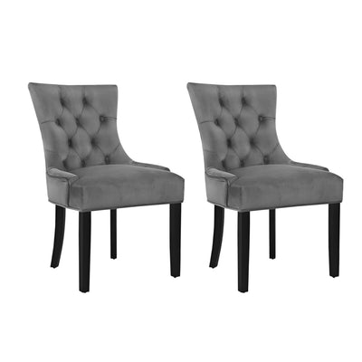 Dealsmate  Dining Chair Set of 2 Velvet Grey French Cayes