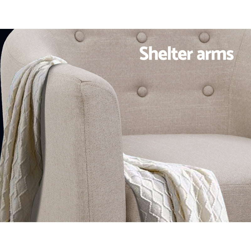 Dealsmate  ADORA Armchair Tub Chair Single Accent Armchairs Sofa Lounge Fabric Beige