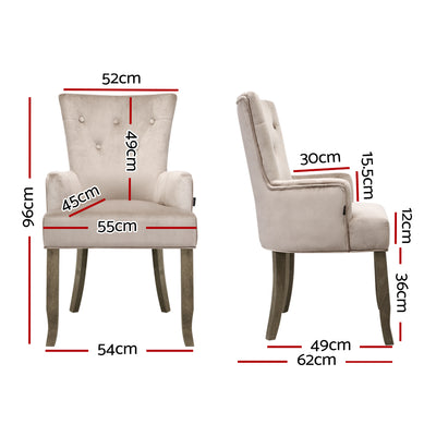 Dealsmate  Dining Chairs French Provincial Chair Velvet Fabric Timber Retro Camel