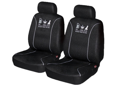 Dealsmate Universal 60/25 Airbag Front Seat Cover Nobody Rides For Free - White