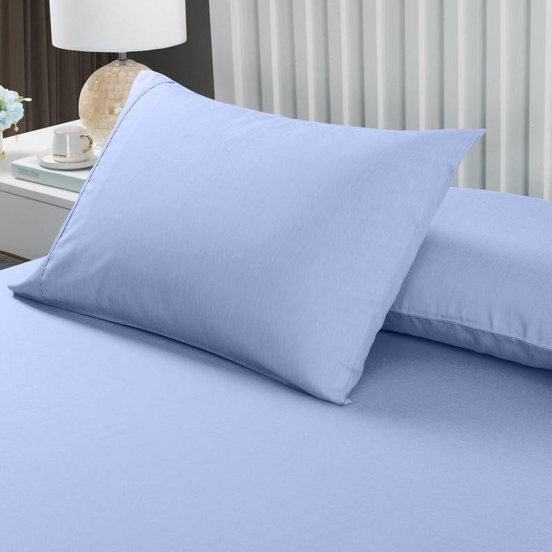 Dealsmate Royal Comfort 2000TC 3 Piece Fitted Sheet and Pillowcase Set Bamboo Cooling - Double - Light Blue