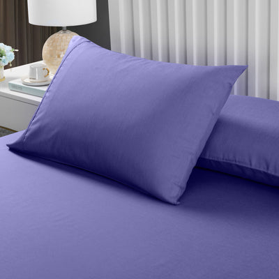 Dealsmate Royal Comfort 2000TC 3 Piece Fitted Sheet and Pillowcase Set Bamboo Cooling - Double - Royal Blue