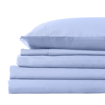 Dealsmate Royal Comfort 2000TC 3 Piece Fitted Sheet and Pillowcase Set Bamboo Cooling - Queen - Light Blue