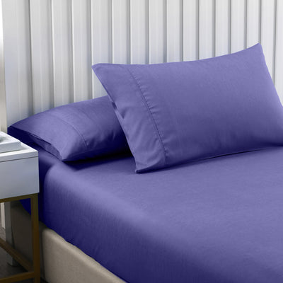 Dealsmate Royal Comfort 2000TC 3 Piece Fitted Sheet and Pillowcase Set Bamboo Cooling - Queen - Royal Blue