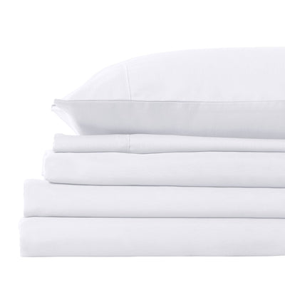 Dealsmate Royal Comfort 2000TC 3 Piece Fitted Sheet and Pillowcase Set Bamboo Cooling - Queen - White