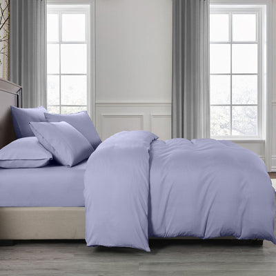 Dealsmate Royal Comfort 2000TC 6 Piece Bamboo Sheet & Quilt Cover Set Cooling Breathable - Double - Lilac Grey