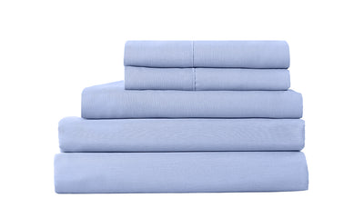 Dealsmate Royal Comfort 2000TC 6 Piece Bamboo Sheet & Quilt Cover Set Cooling Breathable - Queen - Light Blue