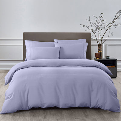 Dealsmate Royal Comfort 2000TC 6 Piece Bamboo Sheet & Quilt Cover Set Cooling Breathable - Queen - Lilac Grey