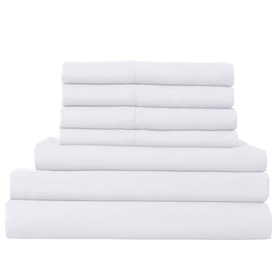 Dealsmate Royal Comfort 2000TC 6 Piece Bamboo Sheet & Quilt Cover Set Cooling Breathable - Queen - White