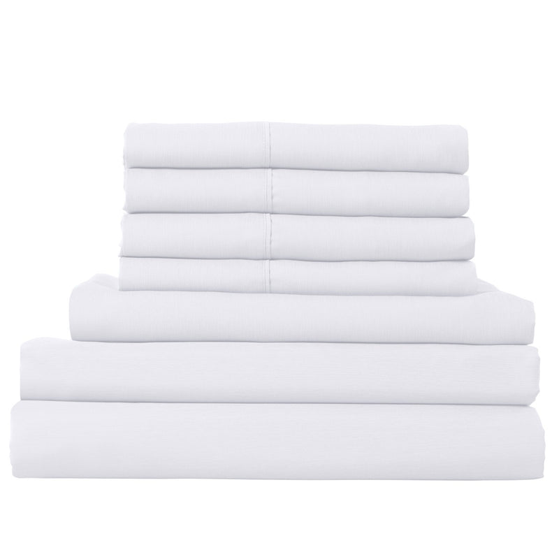 Dealsmate Royal Comfort 2000TC 6 Piece Bamboo Sheet & Quilt Cover Set Cooling Breathable - Queen - White