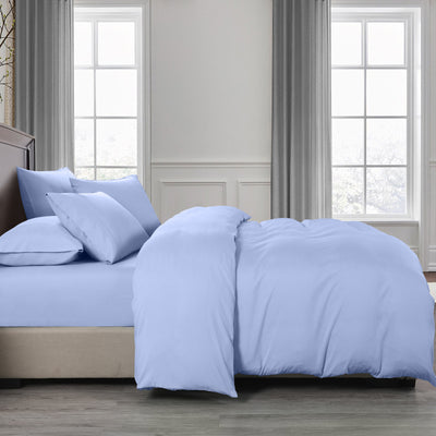 Dealsmate Royal Comfort 2000TC 6 Piece Bamboo Sheet & Quilt Cover Set Cooling Breathable - King - Light Blue