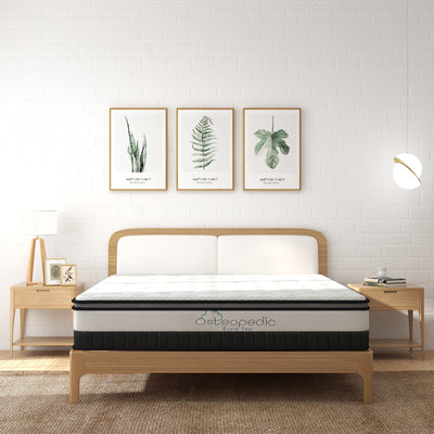Dealsmate Osteopedic Euro Top Mattress Pocket Spring Medium Firm Hybrid Design Bed 30CM - Single - White