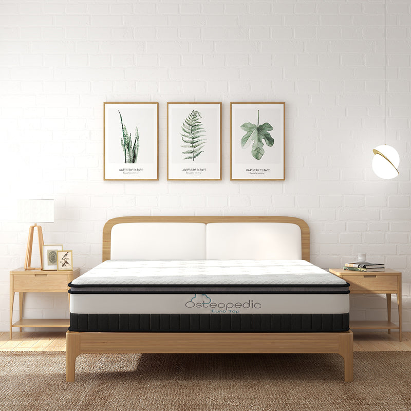 Dealsmate Osteopedic Euro Top Mattress Pocket Spring Medium Firm Hybrid Design Bed 30CM - King Single - White
