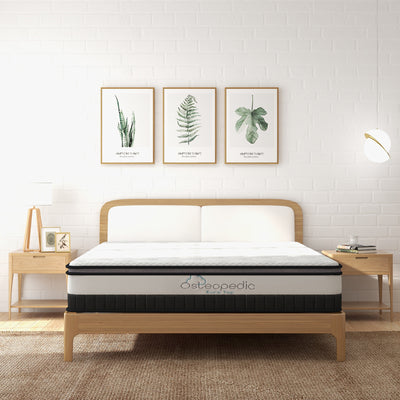 Dealsmate Osteopedic Euro Top Mattress Pocket Spring Medium Firm Hybrid Design Bed 30CM - King Single - White