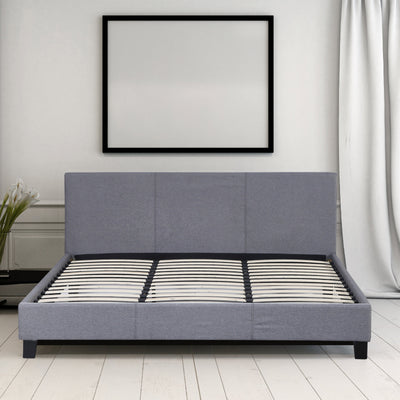 Dealsmate Milano Sienna Luxury Bed Frame Base And Headboard Solid Wood Padded Linen Fabric - Double - Grey