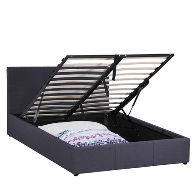 Dealsmate Milano Luxury Gas Lift Bed Frame Base And Headboard With Storage - King - Charcoal