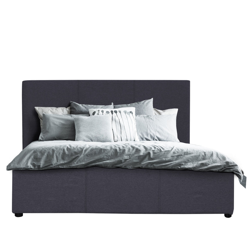 Dealsmate Milano Luxury Gas Lift Bed Frame Base And Headboard With Storage - King - Charcoal