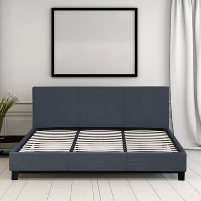 Dealsmate Milano Sienna Luxury Bed Frame Base And Headboard Solid Wood Padded Linen Fabric - King Single - Charcoal