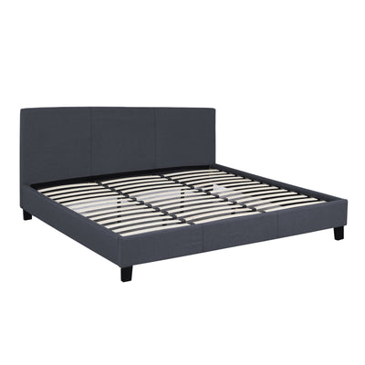 Dealsmate Milano Sienna Luxury Bed Frame Base And Headboard Solid Wood Padded Linen Fabric - King Single - Charcoal
