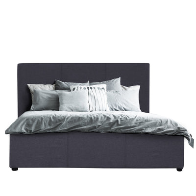 Dealsmate Milano Luxury Gas Lift Bed Frame Base And Headboard With Storage - Single - Charcoal