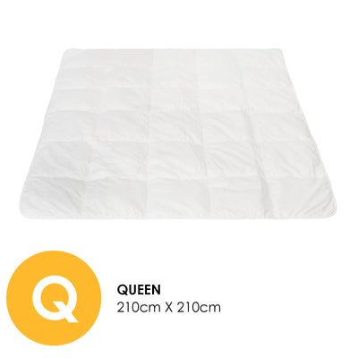 Dealsmate Royal Comfort 260GSM Deluxe Eco-Silk Touch Quilt 100% Cotton Cover - Queen - White