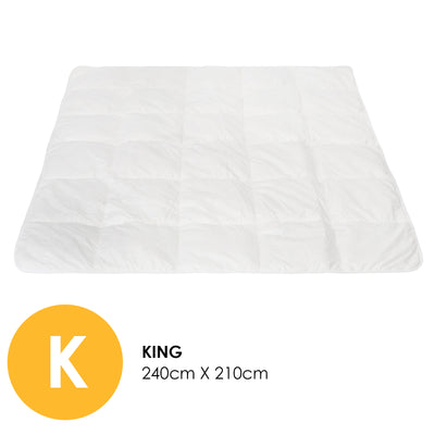 Dealsmate Royal Comfort 260GSM Deluxe Eco-Silk Touch Quilt 100% Cotton Cover - King - White