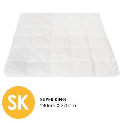 Dealsmate Royal Comfort 260GSM Deluxe Eco-Silk Touch Quilt 100% Cotton Cover - Super King - White